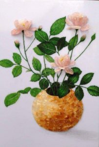 Tranh đá quý bình hoa tĩnh vật 