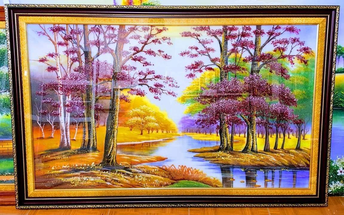 Tranh Đá Quý Ruby rừng cây đỏ – Tác Phẩm Nghệ Thuật Sang Trọng Và Bền Đẹp