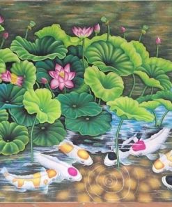 Tranh đá quý cửu ngư quần hội