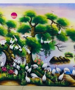 Tranh đá quý tùng hạc diên niên