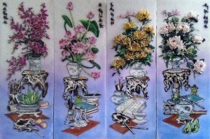 tranh đá quý tứ bình