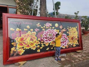 Tranh đá quý hoa mẫu đơn
