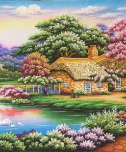 tranh đá quý ngôi nhà hạnh phúc giá rẻ