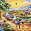 tranh đá quý đồng quê mùa bội thu