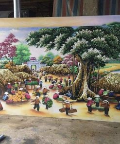 tranh đá quý chợ quê