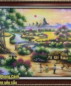 100+ Mẫu tranh đá quý đồng quê treo tường đẹp nhất