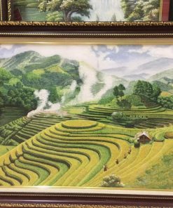 Tranh đá quý ruộng bậc thang mâm xôi