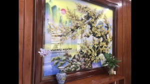 Tranh đá quý mừng tân gia hoa mai vàng 3D