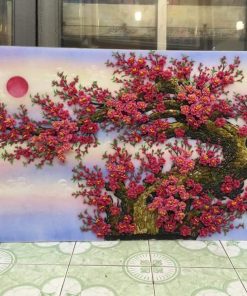 Tranh đá quý hoa đào được làm từ đá quý ruby