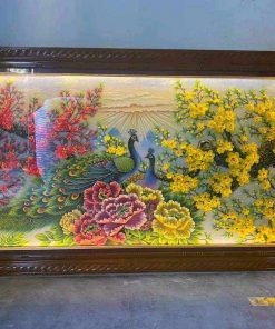 tranh đá quý Khổng Tước Cát Tường
