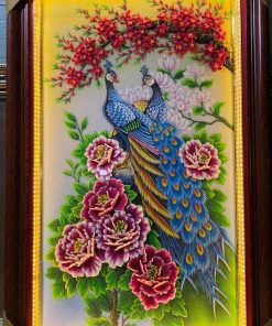 tranh đá quý Khổng Tước Cát Tường