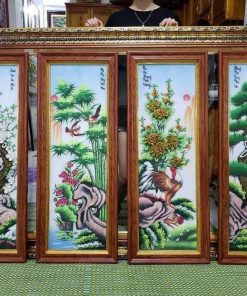 Tranh Đá Quý Tứ Quý Xuân Hạ Thu Đông