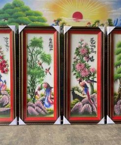 Tranh Đá Quý Tứ Quý Xuân Hạ Thu Đông