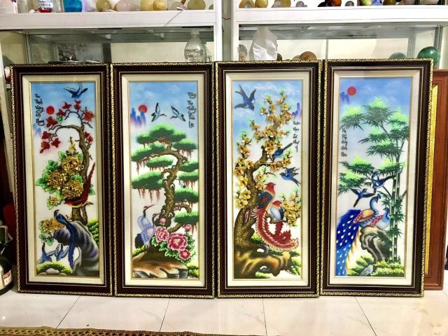 Tranh Đá Quý Tứ Quý Xuân Hạ Thu Đông