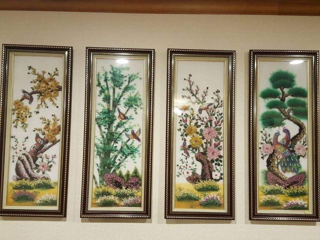 Tranh Đá Quý Tứ Quý Xuân Hạ Thu Đông