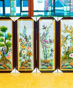 Tranh Đá Quý Tứ Quý Xuân Hạ Thu Đông