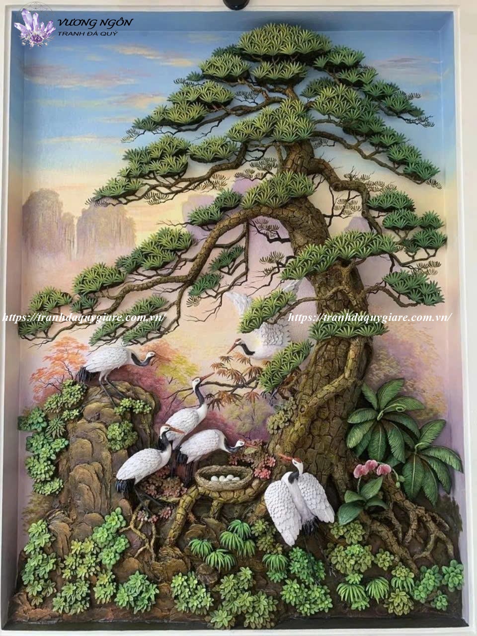 tranh đắp phù điêu nổi xi măng