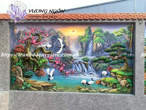 tranh đắp phù điêu nổi xi măng