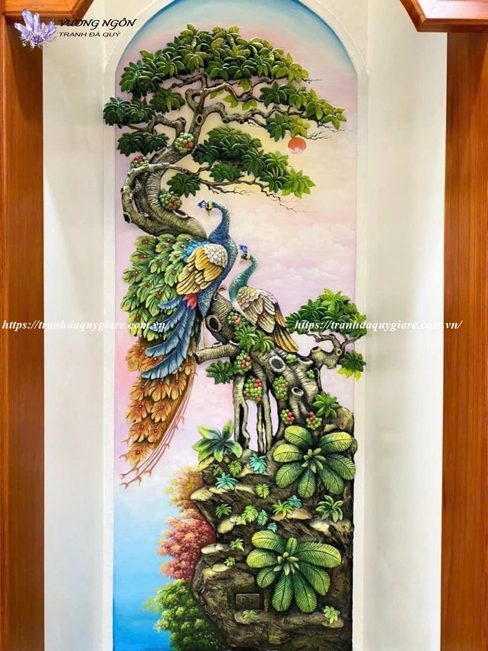 tranh đắp phù điêu nổi xi măng