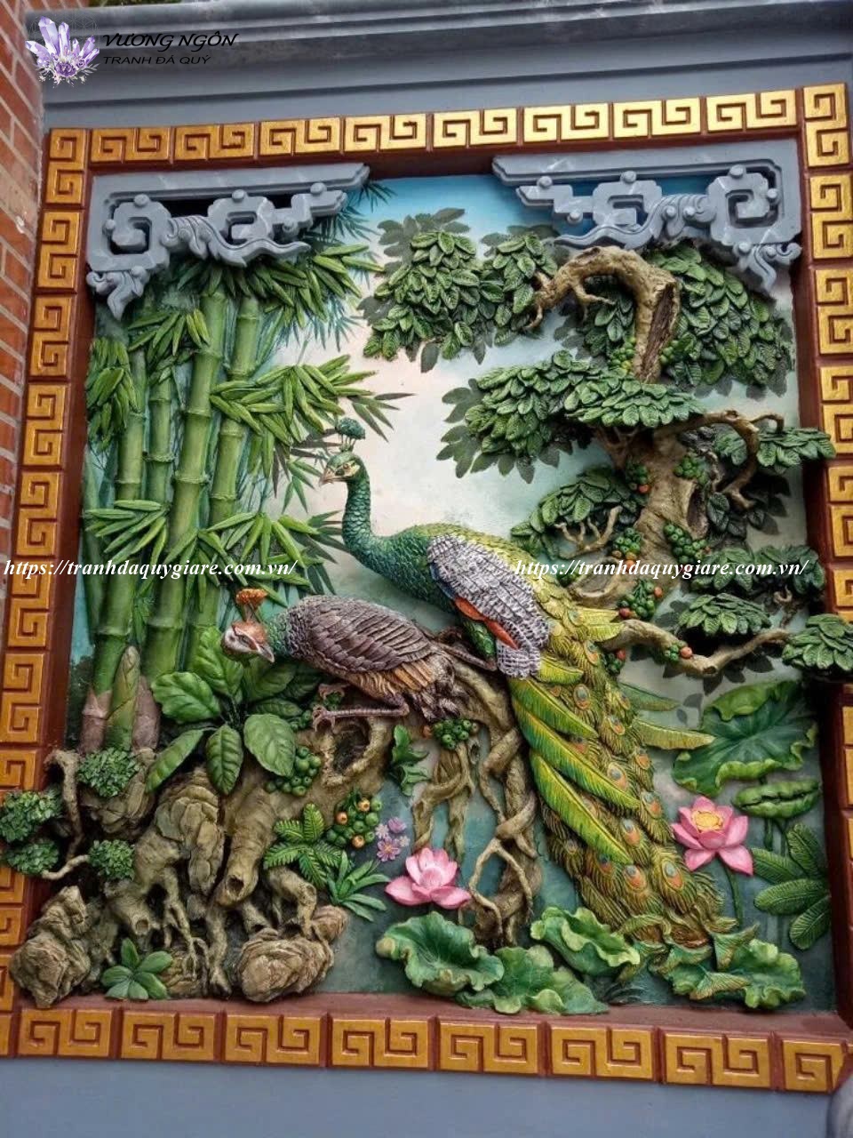 tranh đắp phù điêu nổi xi măng
