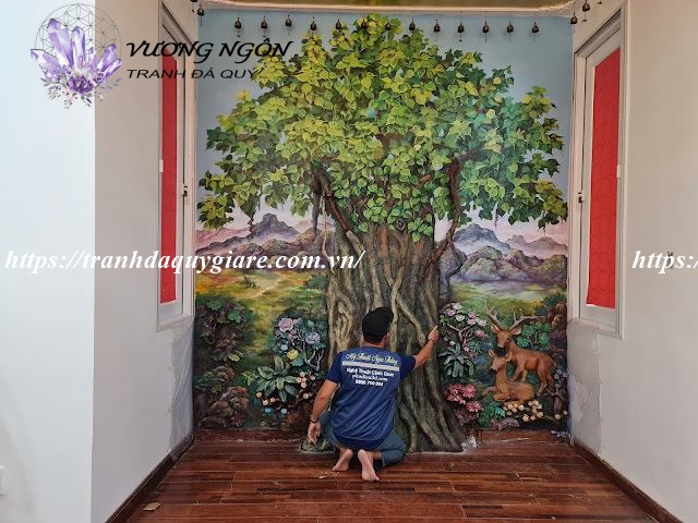 tranh đắp phù điêu nổi xi măng