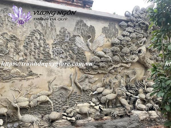 tranh đắp phù điêu nổi xi măng