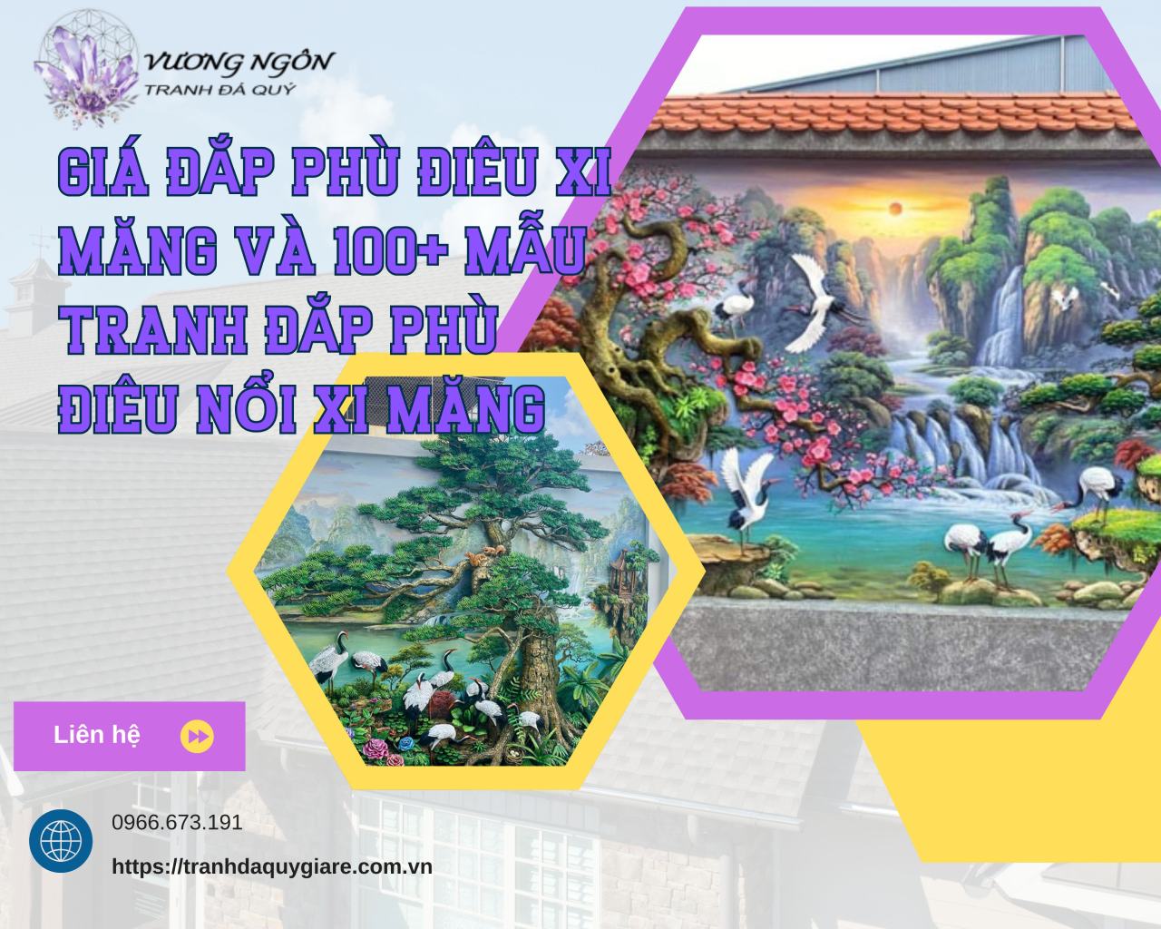 tranh đắp phù điêu nổi xi măng