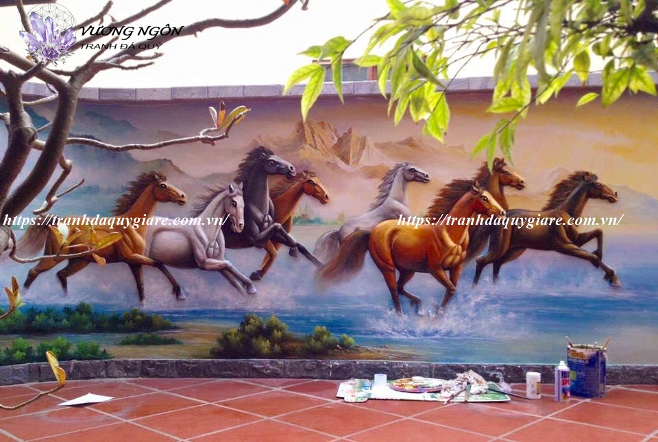 tranh đắp phù điêu nổi xi măng