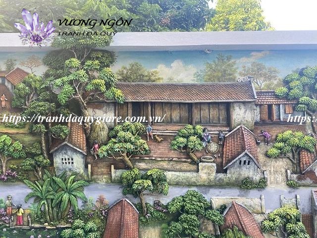 tranh đắp phù điêu nổi xi măng