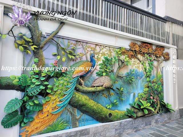 tranh đắp phù điêu nổi xi măng
