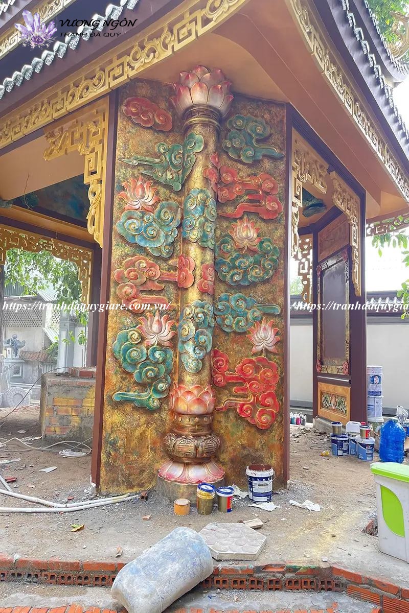 tranh đắp phù điêu nổi xi măng