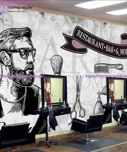 Vẽ tranh tường Barber Shop tiệm hớt tóc, salon tóc
