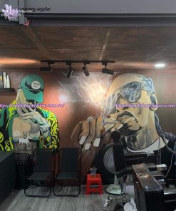 Vẽ tranh tường Barber Shop tiệm hớt tóc, salon tóc