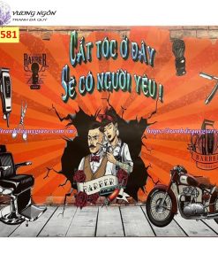 Vẽ tranh tường Barber Shop tiệm hớt tóc, salon tóc