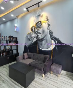 Vẽ tranh tường Barber Shop tiệm hớt tóc, salon tóc