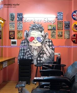 Vẽ tranh tường Barber Shop tiệm hớt tóc, salon tóc