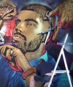 Vẽ tranh tường Barber Shop tiệm hớt tóc, salon tóc