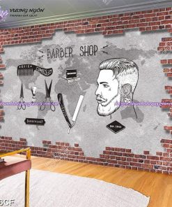 Vẽ tranh tường Barber Shop tiệm hớt tóc, salon tóc