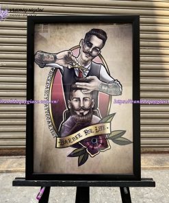 Vẽ tranh tường Barber Shop tiệm hớt tóc, salon tóc