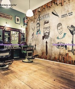 Vẽ tranh tường Barber Shop tiệm hớt tóc, salon tóc