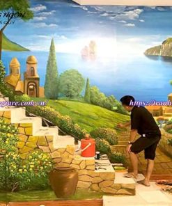vẽ tranh tường cầu thang