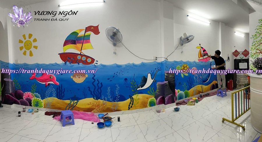 vẽ tranh tường mầm non ngộ nghĩnh