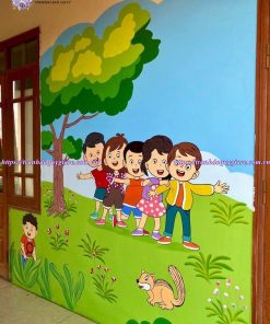 vẽ tranh tường mầm non ngộ nghĩnh
