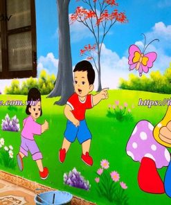 vẽ tranh tường mầm non ngộ nghĩnh