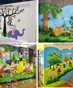 vẽ tranh tường mầm non ngộ nghĩnh