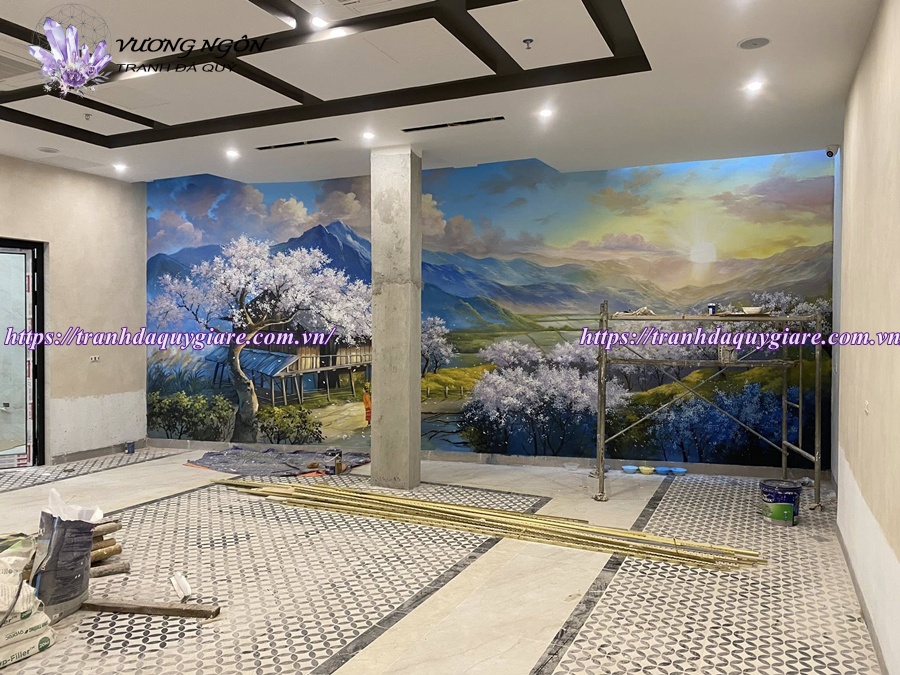 vẽ tranh tường phong cảnh thiên nhiên