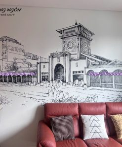 vẽ tranh tường phòng khách