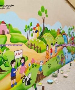 vẽ tranh tường trường tiểu học