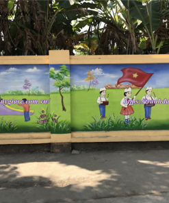 vẽ tranh tường trường tiểu học