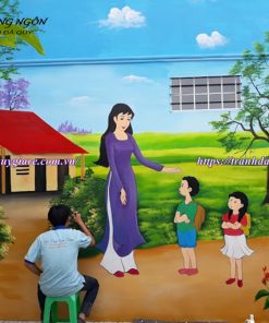 vẽ tranh tường trường tiểu học